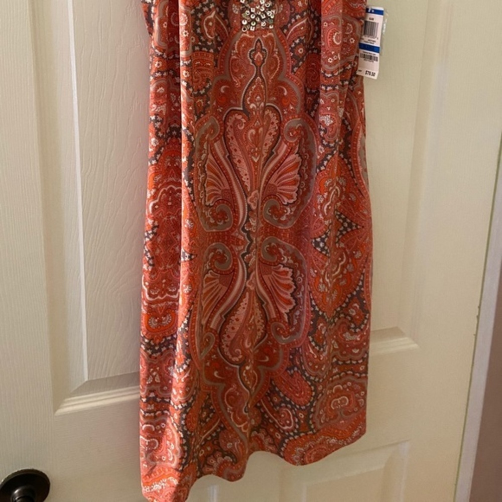 Paisley Glam Bedazzled Keyhole Back MIDI Sleeveless Dress - Picture 5 of 15
